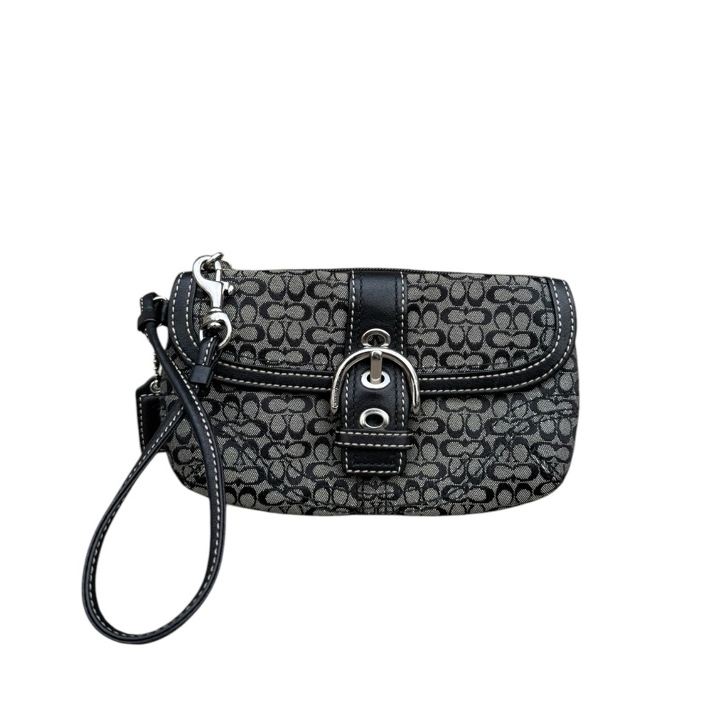 Coach Black and Gray Wristlet Clutch